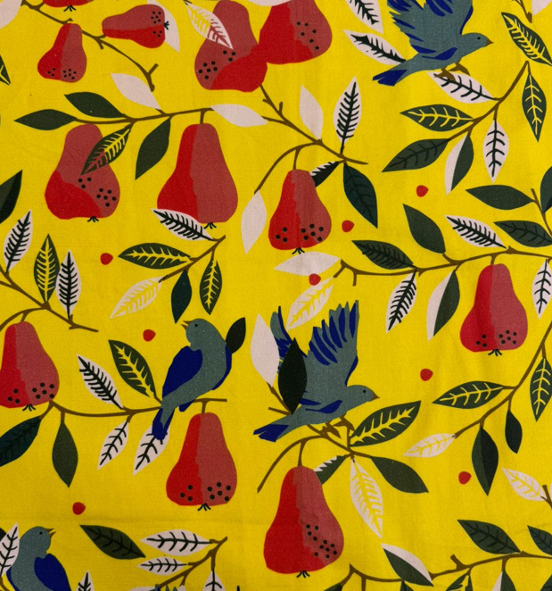 Fabric pear fruits design col. multicolor (single width)