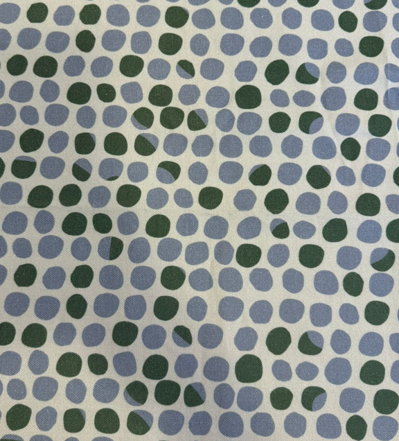 Fabric small circles design col. green/blue (single width)