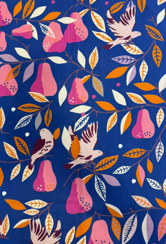 Fabric pear fruits design col. multicolor (single width)