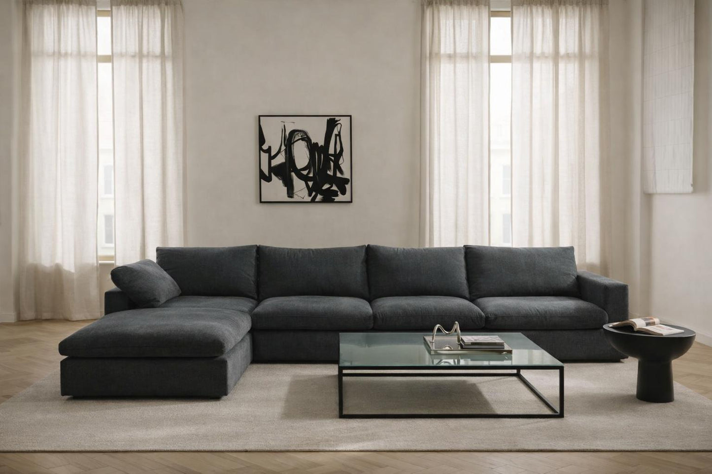 (W) L-SHAPE GARDENIA 430X95 (2 CORNER, 3 MID, 1 POUF)