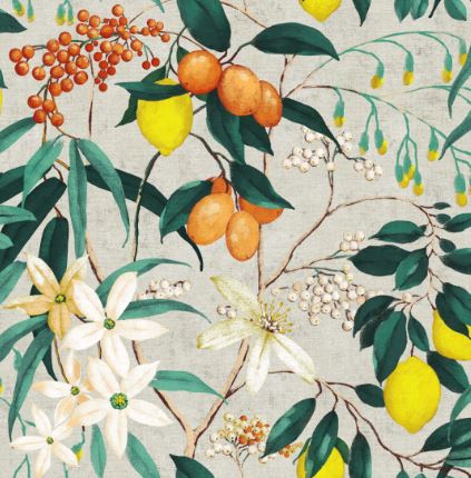 Fabric orange and lemon design col. multicolor (single width)
