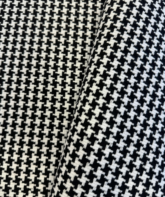 Outdoor fabric decorative plain col. white/black (single width)