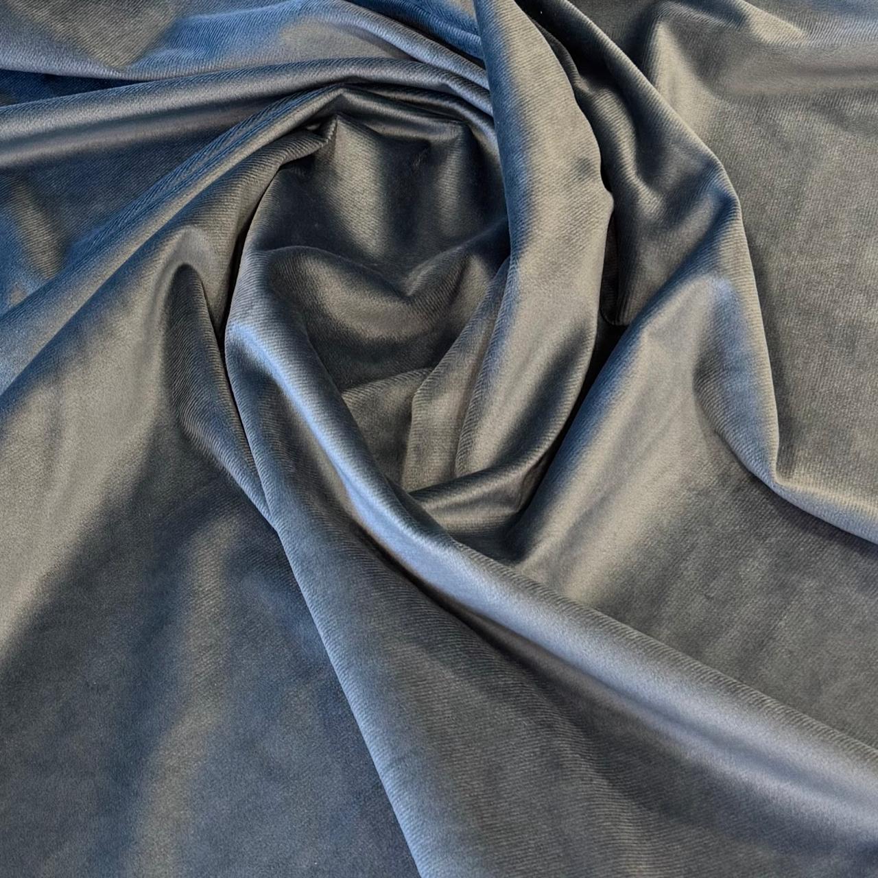 Fabric velvet plain col. dark aqua blue ( double width)