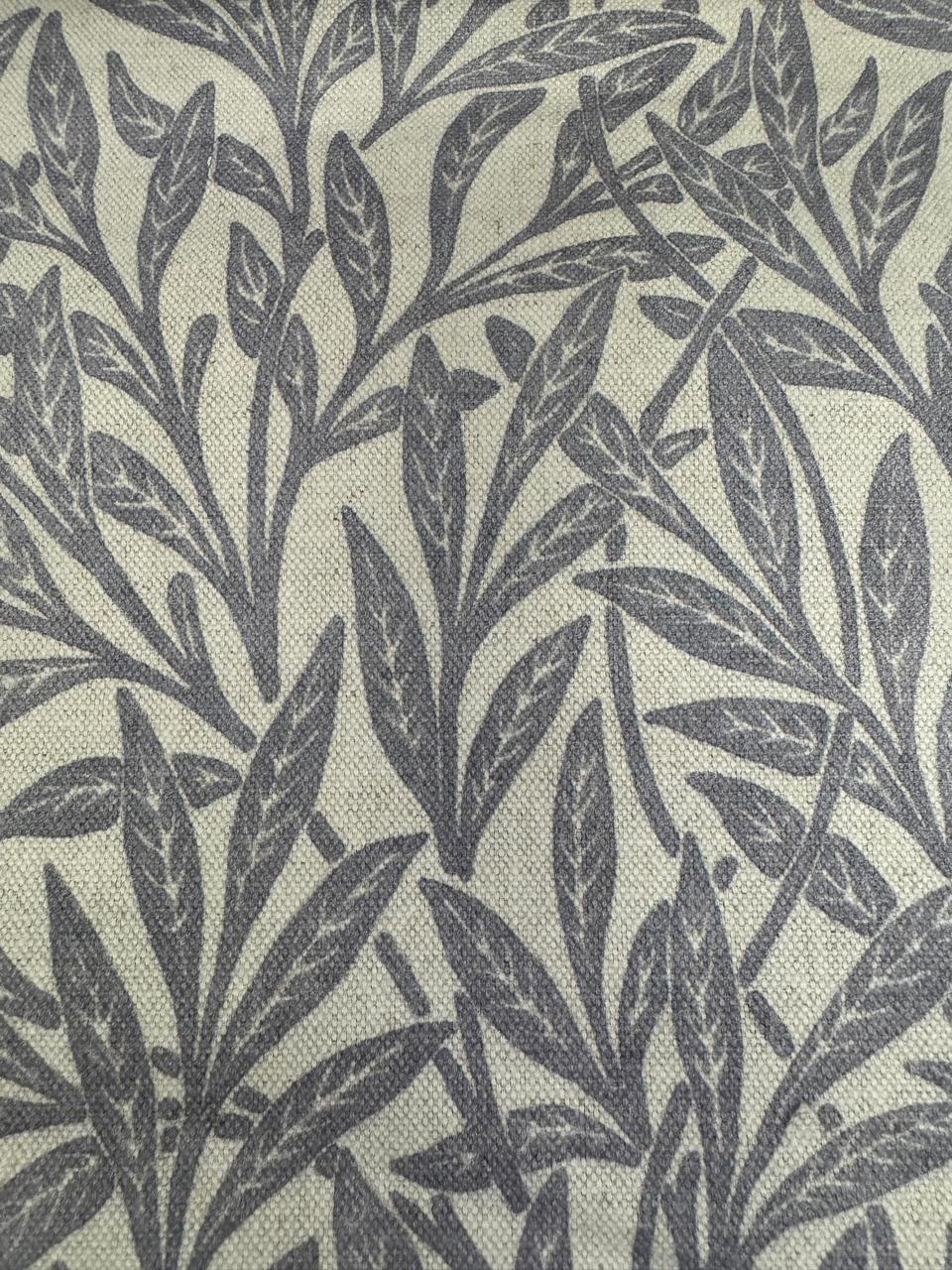 Fabric leaves design col. blue/beige (single width)