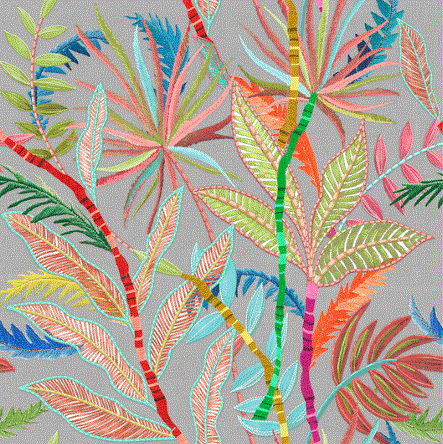 Fabric flowers modern design col. multicolor (single width)