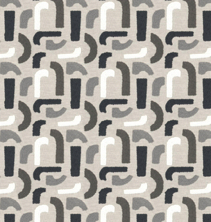 (FR) Fabric abstract geometric modern design col. plaza (single width)