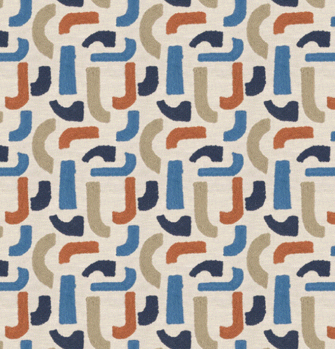 (FR) Fabric abstract geometric modern design col. limoges (single width)