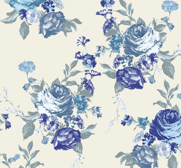 Fabric design col. blue ( double width)