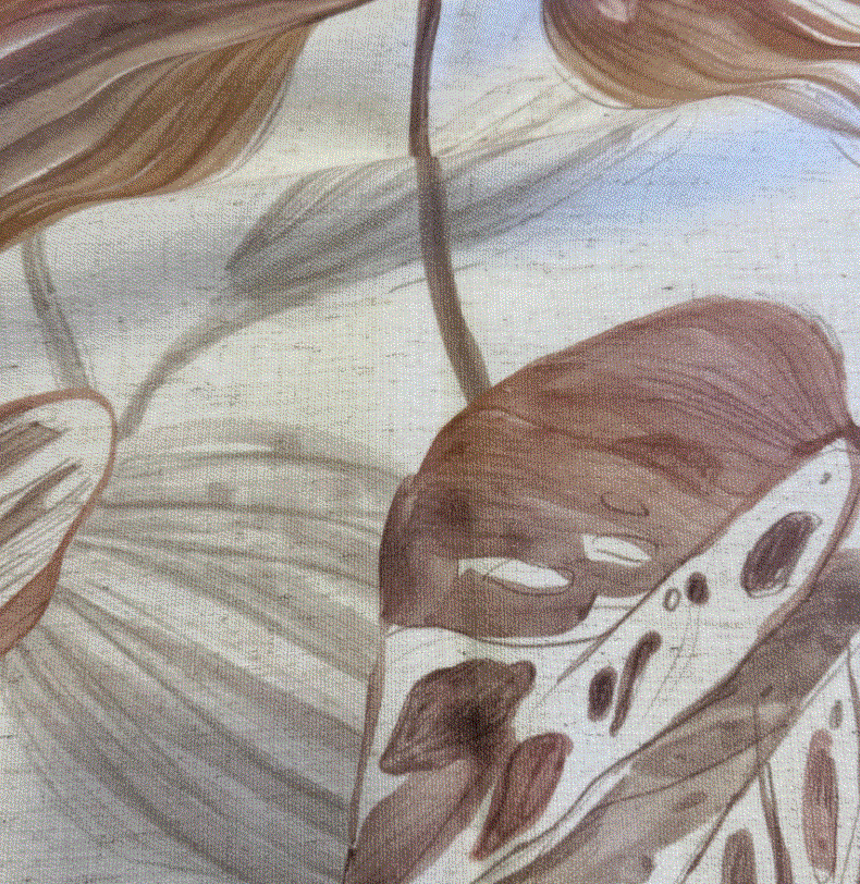 Curtain flower design col. beige/brown (double width)