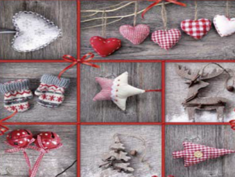 Christmas heart and star design col red/grey (double width)