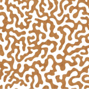 Fabric abstract design col. orange/white (single width)