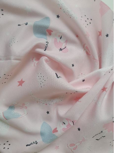 Kids girl doll with stars and moons col. pink (double width)