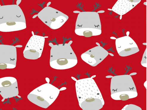 Christmas Rudolph design col. red/white ( double width)