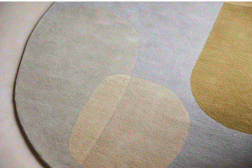 Carpet oval design col. beige/green/grey