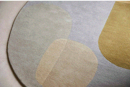 Carpet oval design col. beige/green/grey
