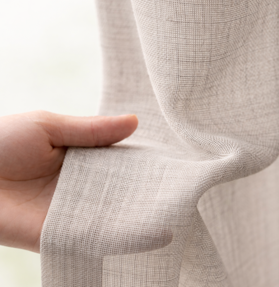 Sheer linen plain col.grey ( double width)