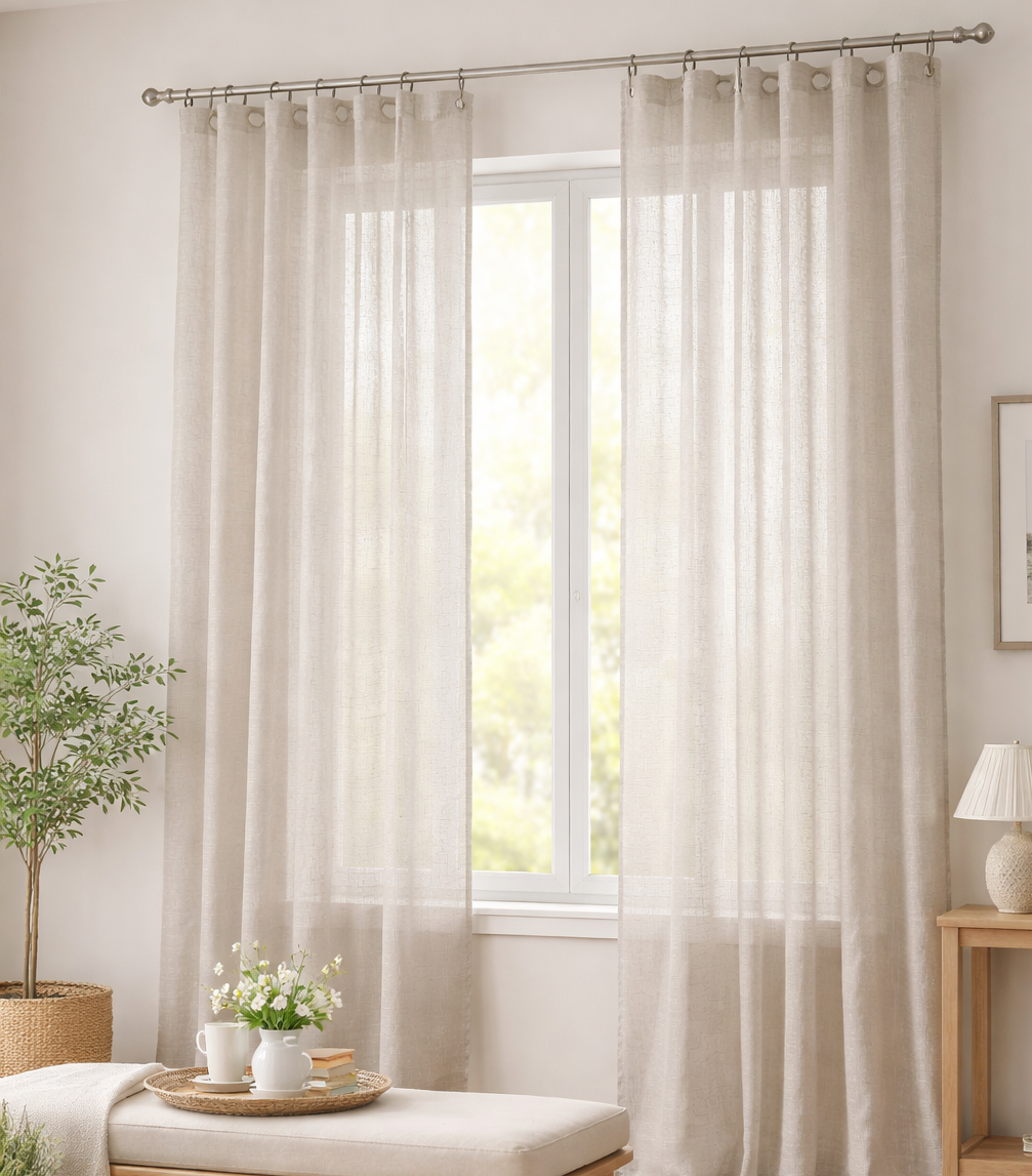 Sheer linen plain col.grey ( double width)