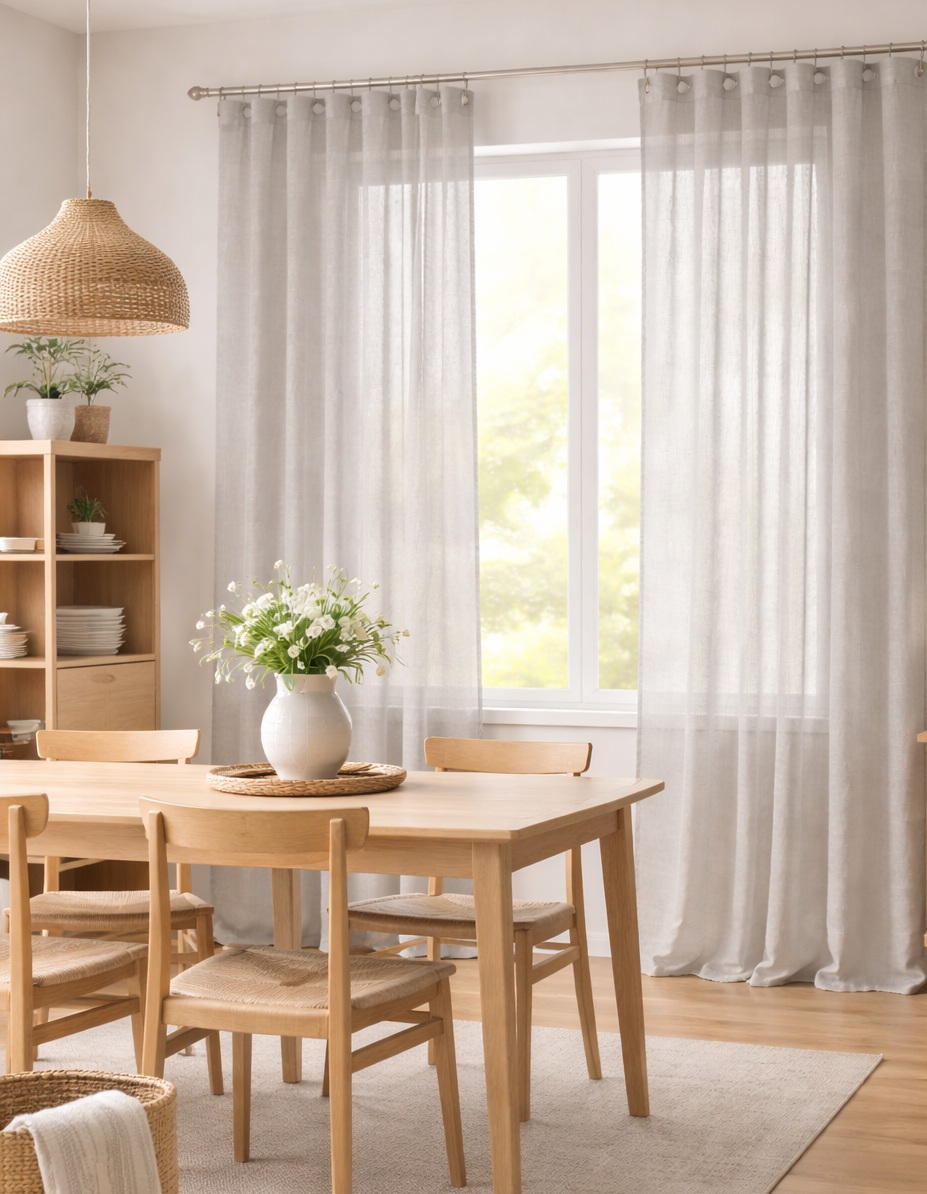 Sheer linen plain col.grey ( double width)