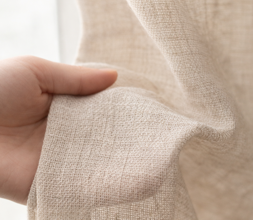 Sheer linen plain col. beige ( double width)