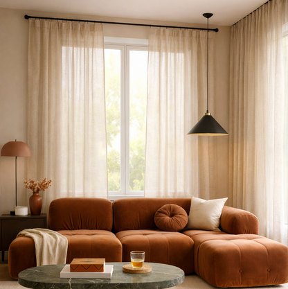 Sheer linen plain col. beige ( double width)