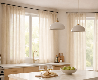 Sheer linen plain col.beige ( double width)