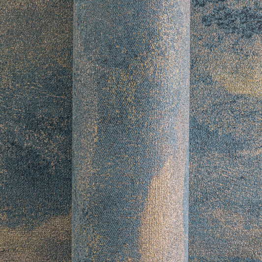 Wallpaper decorative plain col. blue/gold