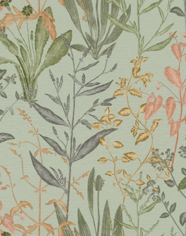 Wallpaper floral design col. green/pink – SKAFF
