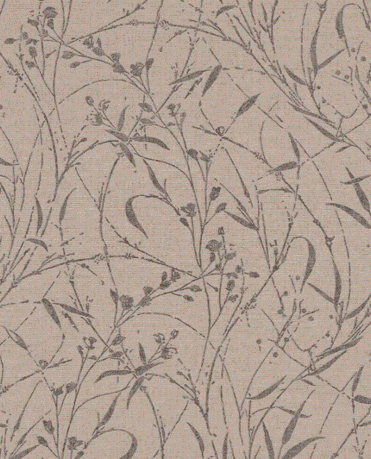 Wallpaper floral design col. brown/cream