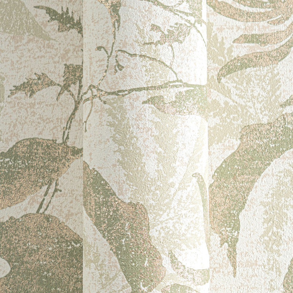 Wallpaper decorative plain col. beige/green