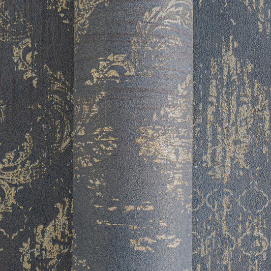 Wallpaper decorative plain col. blue/gold