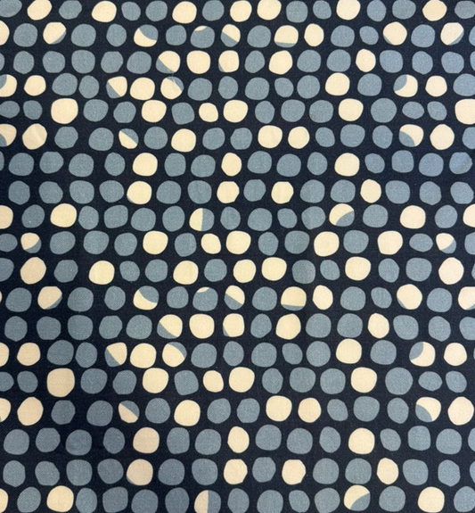 Fabric small circles design col. blue/white (single width)