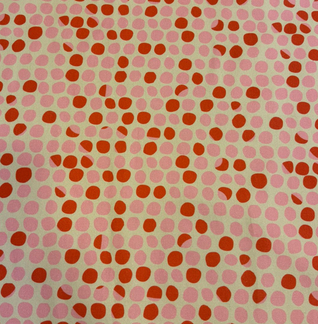 Fabric small circles design col. pink/red (single width)