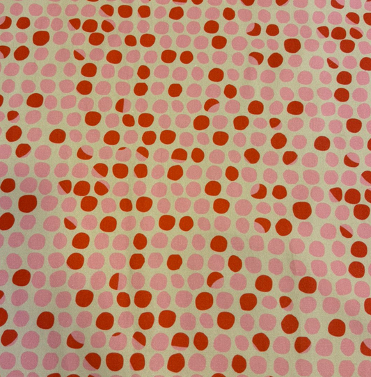 Fabric small circles design col. pink/red (single width)