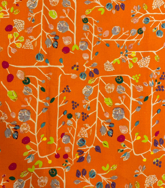 Fabric flowers design col. multicolor (single width)