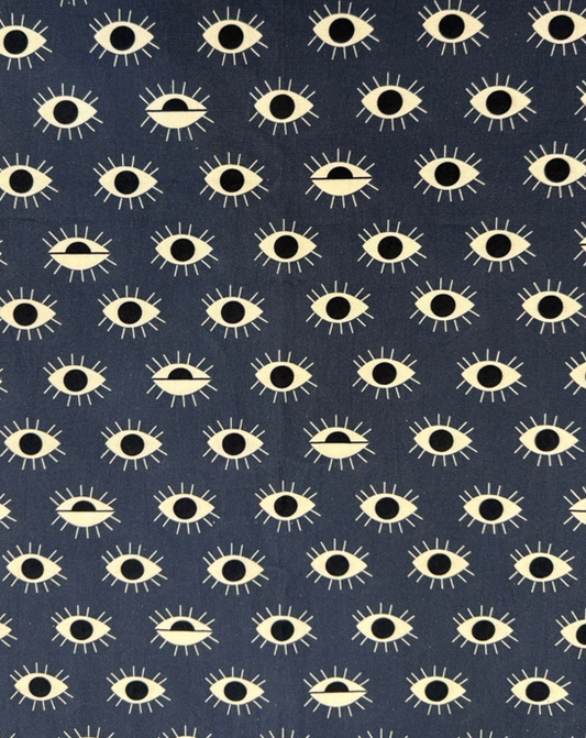 Fabric eyes design col. navy blue (single width)