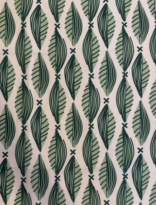 Fabric leaves design col. green (single width)