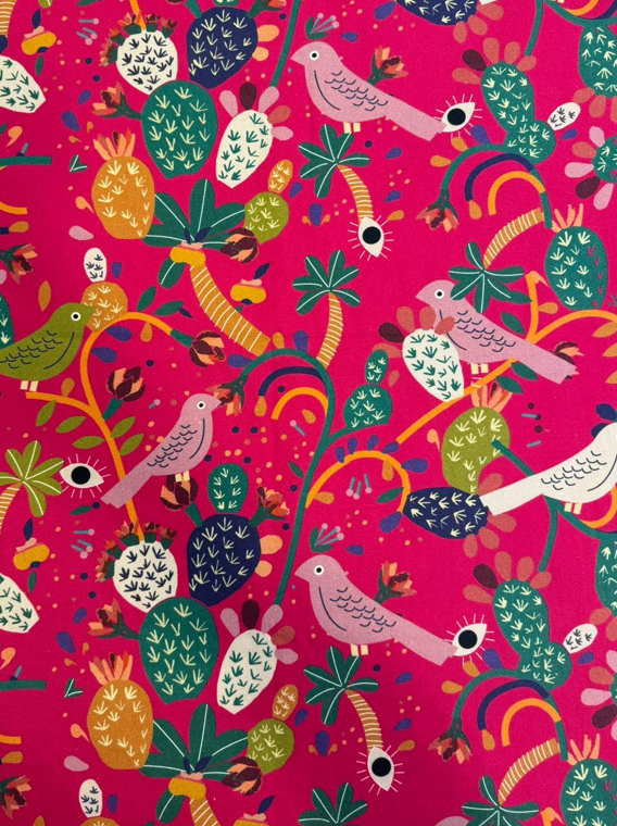 Fabric nature and birds design col.multicolor (single width)