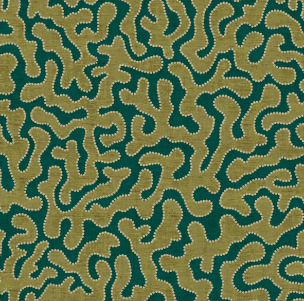 Fabric abstract design col. green (single width)