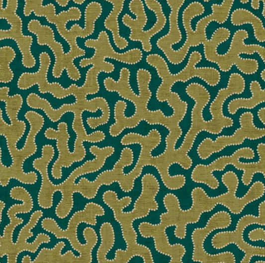 Fabric abstract design col. green (single width)