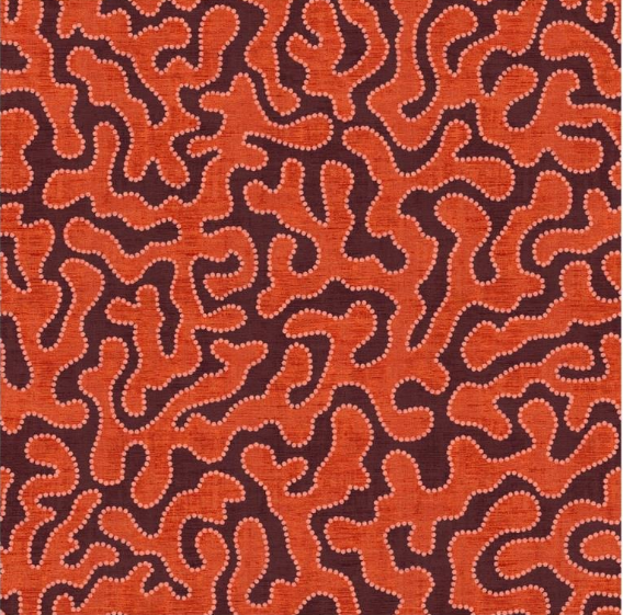 Fabric abstract design orange/red (single width)