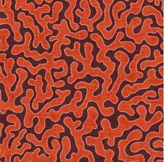 Fabric abstract design orange/red (single width)