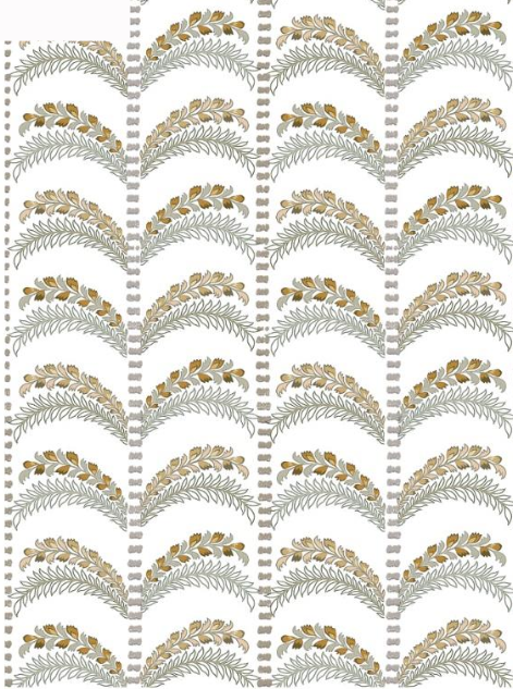 Outdoor fabric leaves design col brown/green (single width)