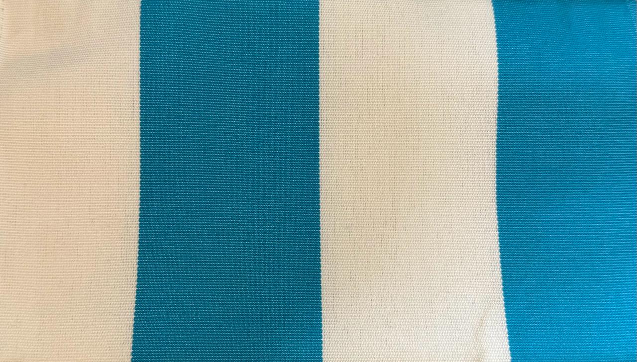 Outdoor striped design col. white/blue (single width)