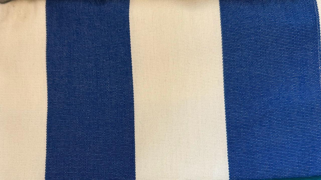 Outdoor striped design col. white/blue (single width)