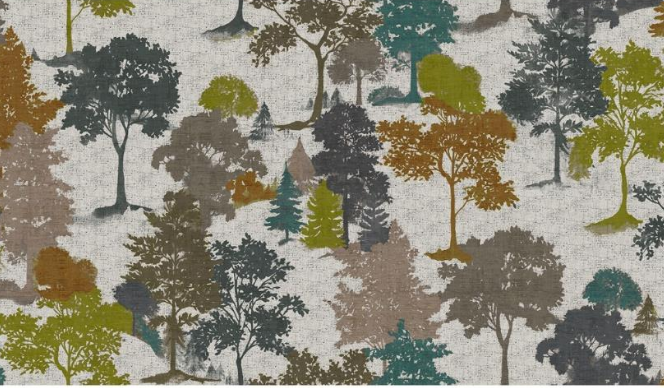 Fabric tree design col. multicolor (single width)