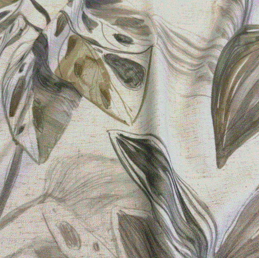 Curtain flower design col. beige/green (double width)