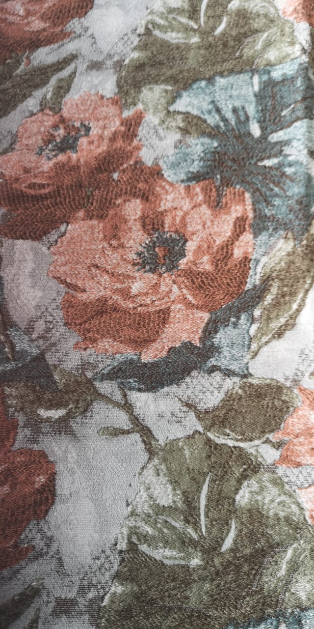 Flowers design col. Brique/blue/green
