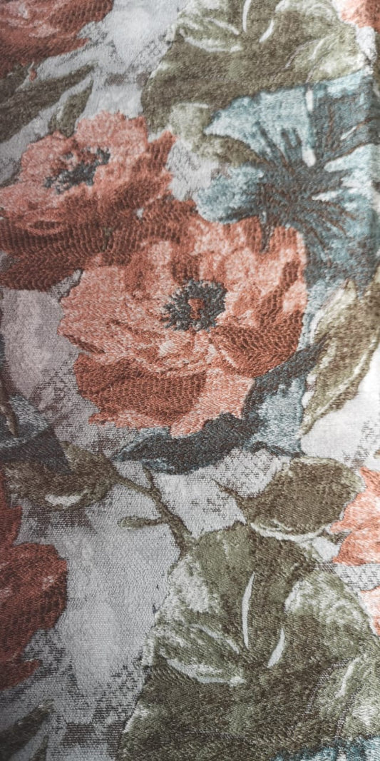 Flowers design col. Brique/blue/green