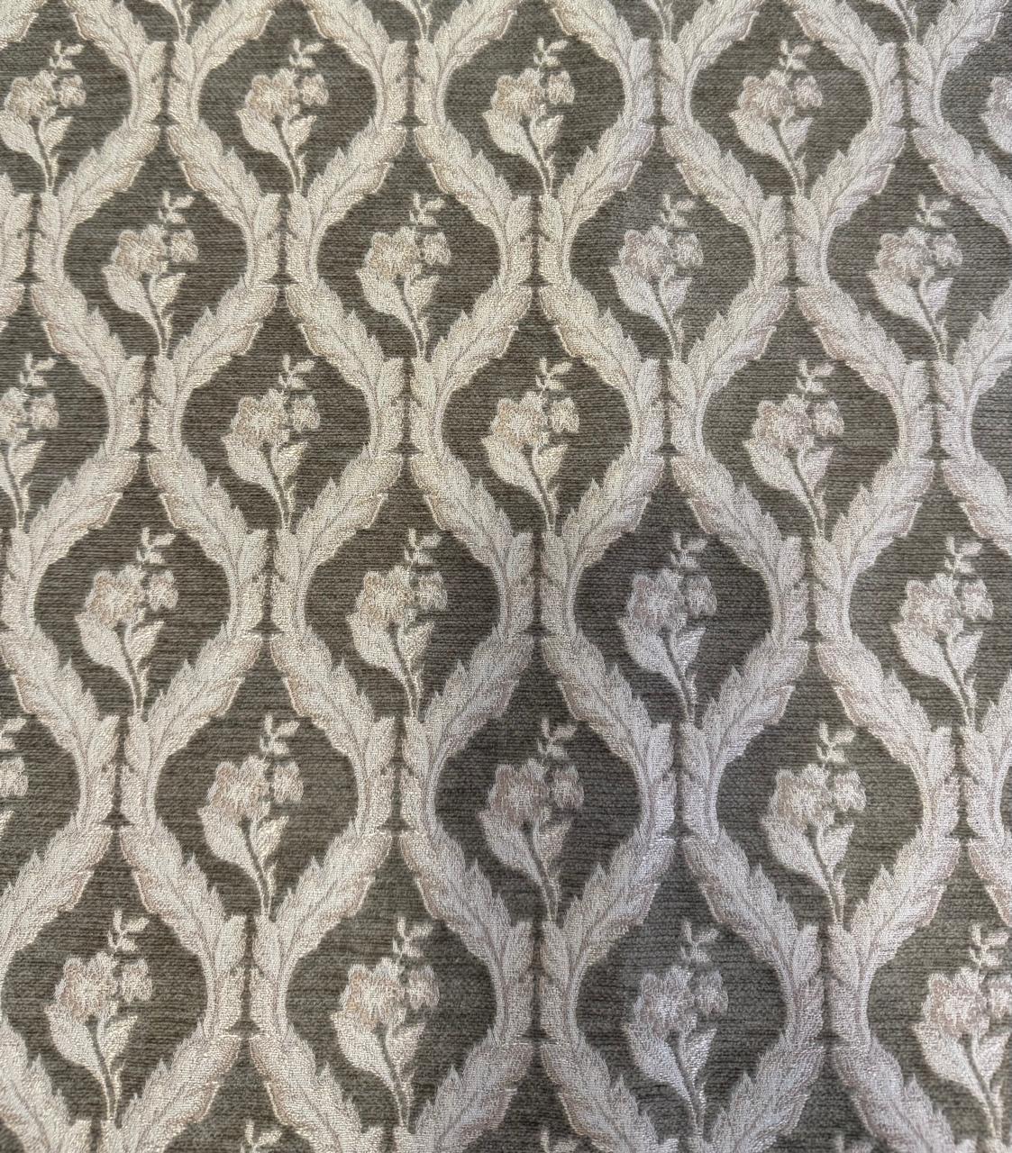 Jacquard fabric ornaments design col. green/beige (single width)
