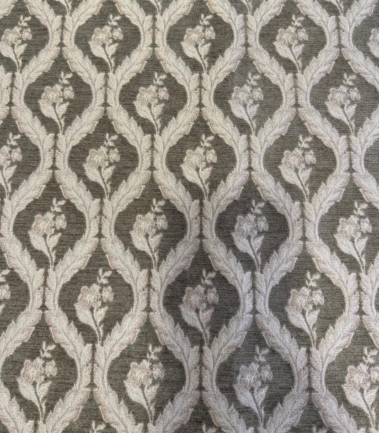 Jacquard fabric ornaments design col. green/beige (single width)